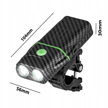 Latarka Lampka Przednia Rowerowa LED USB-C Uchwyt 6 Trybów 600lm IP65 Funkcja Powerbank VAYOX