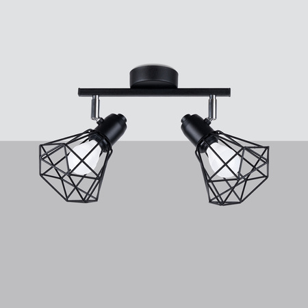 Lampa Sufitowa Listwa Oświetleniowa 2x E14 Żyrandol Geometryczna Geometryczna Czarna Nowoczesna Artemis Sollux