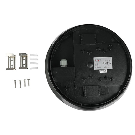 Plafon LED Lampa Sufitowa 12W 3000K 840lm IP66 Okrągła Z czujnikiem mikrofalowym Czarna VT-8008 V-TAC