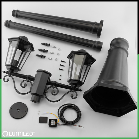 Lampa Ogrodowa Stojąca LED Słupek 2m 2x E27 Latarnia Zewnętrzna Dekoracyjna BELLIS LUMILED