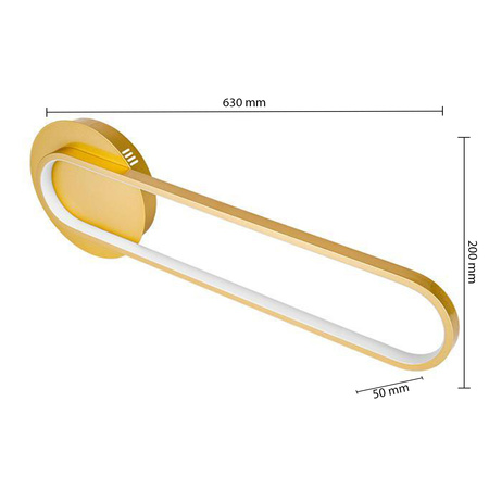 Kinkiet LED Lampa Ścienna Dekoracyjna 18W 1900lm 4000K 120° Złoty 63cm Goldimo Masterled
