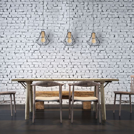 Lampa wisząca sufitowa WILL 3x E27 LOFT Czarna Metal + drewno Milagro