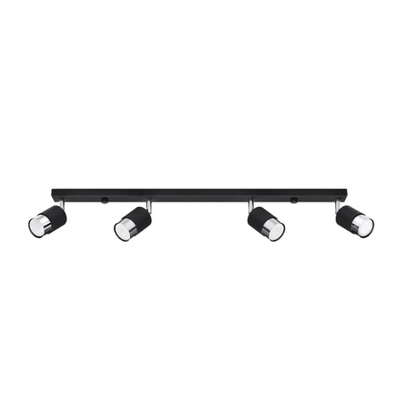 Lampa Sufitowa Oprawa Natynkowa SPOT TUBA Reflektor 4x GU10 Ruchoma Tubularna Czarna Chrom Nowoczesna Nero Sollux