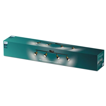 Lampa Sufitowa Reflektor 4x GU10 Czarna-Miedziana Conduit Philips