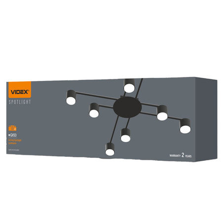 Lampa Sufitowa Żyrandol Oprawa 8x GX53 LED Czarna Nowoczesna Videx