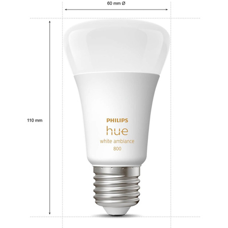2PAK Żarówka LED E27 A60 6W CCT PHILIPS HUE White & Ambiance Bluetooth Zigbee