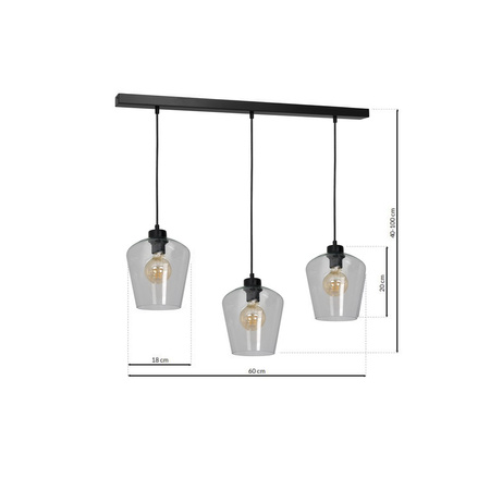 Lampa wisząca SANTIAGO 3xE27 Klosz Transparentne Szkło MLP6608 Metal + Szkło