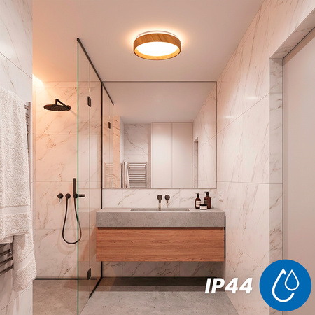 Plafon LED Panel Natynkowy Lampa Sufitowa Oprawa WOODY 18W 4000K Okrągły IP44 27cm LUMILED