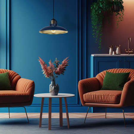 Lampa Wisząca Sufitowa FELIX Granatowa Niebieska Złota 1xE27 Milagro