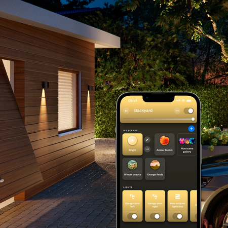 Kinkiet Ogrodowy LED Lampa Zewnętrzna Elewacyjna 8W 590lm IP44 White and Color Ambiance RGB + TW Czarna Inteligentna SMART Zigbee Bluetooth Resonate Philips HUE