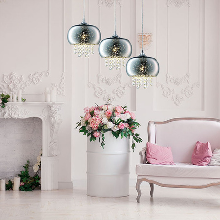 Lampa wisząca w stylu glamour z kryształkami 3x E14 MiLAGRO STARLIGHT galaktyka crystal