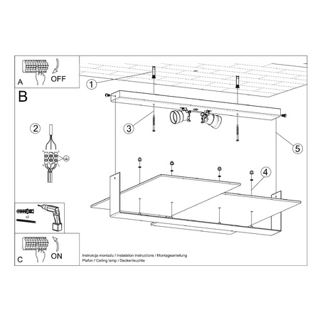 Lampa Sufitowa Oprawa Natynkowa 2x E27 Plafon Prostokątna Biała Nowoczesna Massimo Sollux