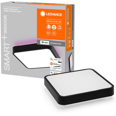 Plafon LED Lampa Oprawa Natynkowa 28W 1700lm RGB CCT z Podświetleniem Ściemnialna 35cm Czarny SMART+ WiFi Orbis Ledvance