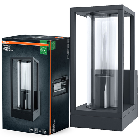 Kinkiet Ogrodowy Lampa Elewacyjna Zewnętrzna E27 Szary IP44 Endura Osram