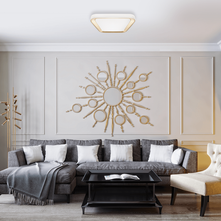 Plafon LED Lampa Sufitowa Natynkowa Złoty kwadratowy QUADRO 38W 40 cm CCT + Pilot Milagro