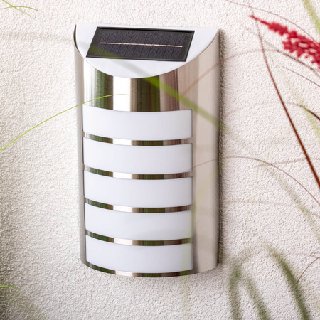 Lampa Ogrodowa LED elewacyjna solarna SAFFO chrom/biały 6000K zimna GOLDLUX (Polux)