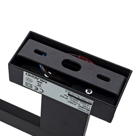 Kinkiet SHINE prostokąt czarny 11W LED Metal i tworzywo IP44 Milagro