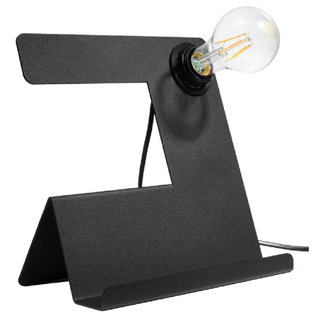 Lampa Biurkowa Stojąca Stołowa Nocna E27 Nieregularna Czarna Industrialna Incline Sollux