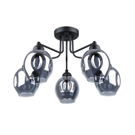 Lampa Sufitowa Wisząca Zwis 5x E27 Żyrandol Owalna Czarna Nowoczesna Fillan Sollux