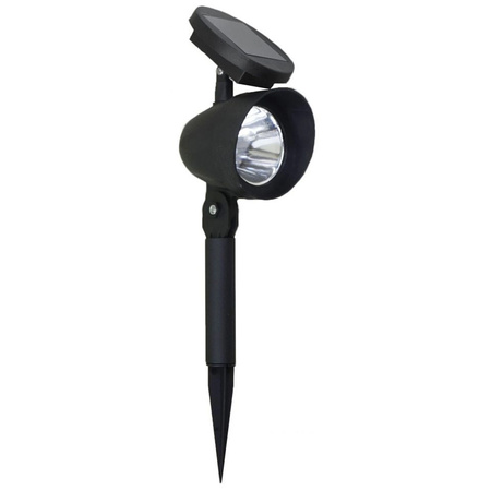 Lampa Solarna Ogrodowa LED Wbijana Kierunkowa Reflektor z Czujnikiem Zmierzchu Czarna IP44