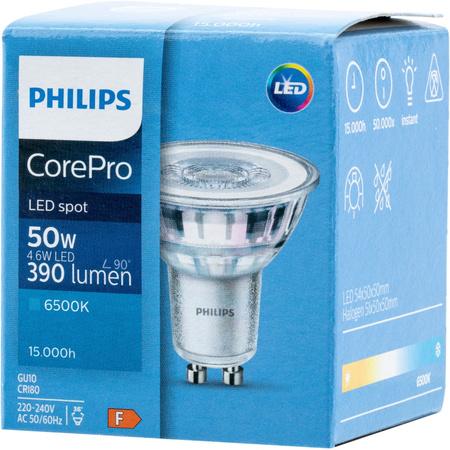 Żarówka LED GU10 4,6W = 50W 390lm 6500K Zimna 36° PHILIPS