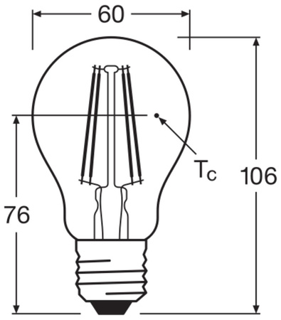 Żarówka LED A60 E27 7W = 60W 806lm 2700K Ciepła Biała FILAMENT ŚCIEMNIALNA LEDVANCE