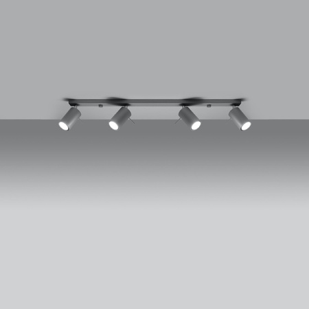 Lampa Sufitowa Oprawa Natynkowa 4x GU10 SPOT TUBA Reflektor Ruchoma Minimalistyczna Tubularna Szara Nowoczesna Ring Sollux