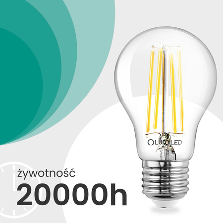 6x Żarówka LED E27 A60 3,8W 840lm = 60W 2700K Ciepła 360° Filament KLASA A LUMILED