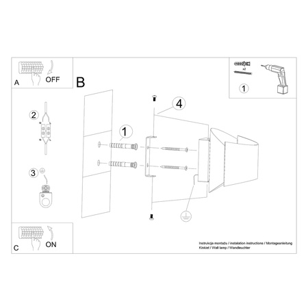 Lampa Ścienna Kinkiet G9 eliptyczny Czarna Nowoczesna Toni Sollux