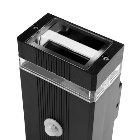 Lampa Ogrodowa Kinkiet Elewacyjny góra dół 2x GU10 Czarny Czujnik Ruchu i Zmierzchu IP54 HEDERA LUMILED