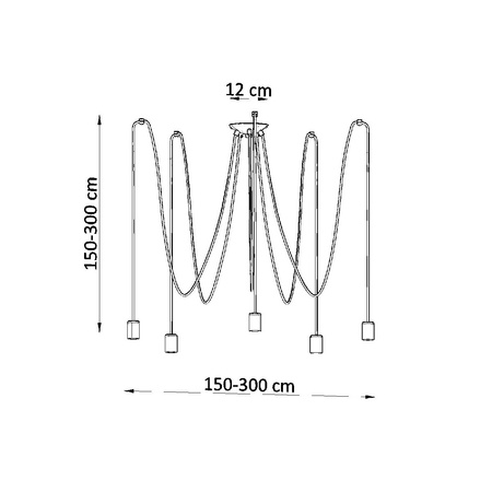 Lampa Sufitowa Wisząca Zwis 5x E27 Nieregularna Czarna Industrialna Edison Sollux