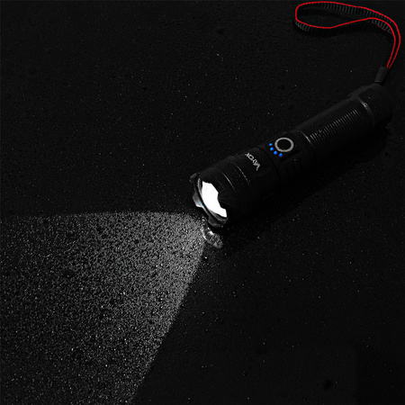 Latarka Akumulatorowa LED Taktyczna 600lm 10W Lampka Ręczna Mocna ZOOM POWERBANK VA0179 VAYOX
