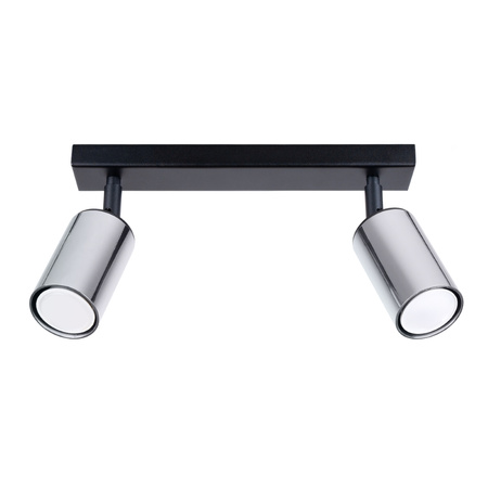 Lampa Sufitowa Oprawa Natynkowa SPOT TUBA Reflektor 2x GU10 Tubularna Czarna Chrom Nowoczesna Winx Sollux