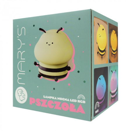 Lampka Nocna Dziecięca LED 3W 3000K Ciepła + Wielokolorowa RGB Akumulatorowa 1200mAh Żółta PSZCZOŁA MARY'S