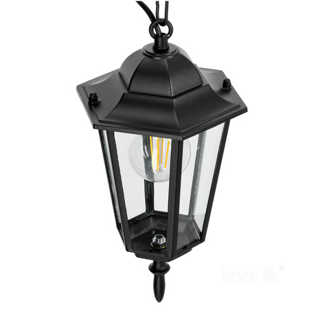 Lampa Sufitowa Wisząca Ogrodowa Zewnętrzna Zwis E27 Czarna IP54 LO 4105 Kobi