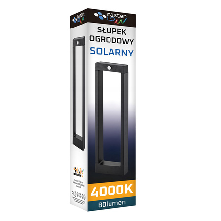 Lampa Solarna Ogrodowa LED Stojąca Ozdobna Słupek Czujnik Ruchu i Zmierzchu IP54 4000K