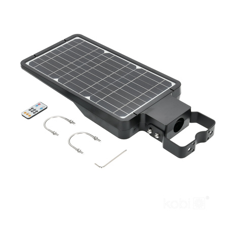 Lampa Uliczna Solarna LED Przemysłowa Oprawa Drogowa 40W 6000lm 4000K Neutralna z Czujnikiem Ruchu i Zmierzchu IP65 Czarna Street Kobi