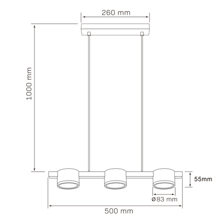Lampa Sufitowa Wisząca Zwis 3x GX53 Czarna MIRELLA Sanico Goldlux