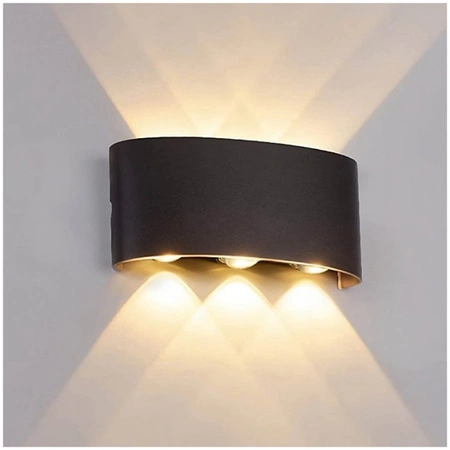 Kinkiet Ogrodowy Elewacyjny Zewnętrzny LED 6W 480lm 3000K Ciepły Góra Dół IP54 Czarny Kobi