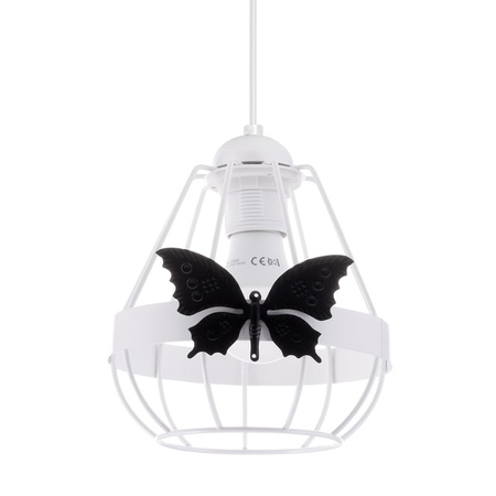 Lampa wisząca KAGO 1xE27 Dziecięca Czarny Motyl Biała MLP4922 Milagro Metal