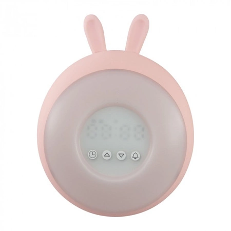 Lampka Nocna Dziecięca LED Zegar Elektroniczny BUDZIK 3.1W 3000K Ciepła + Wielokolorowa RGB Różowa KRÓLIK MARY'S
