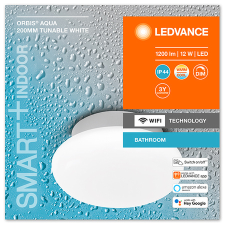 PLAFON ŁAZIENKOWY LEDVANCE WIFI SMART+ ORBIS LED AQUA 12W 1200lm 3000K-6000K BIAŁY