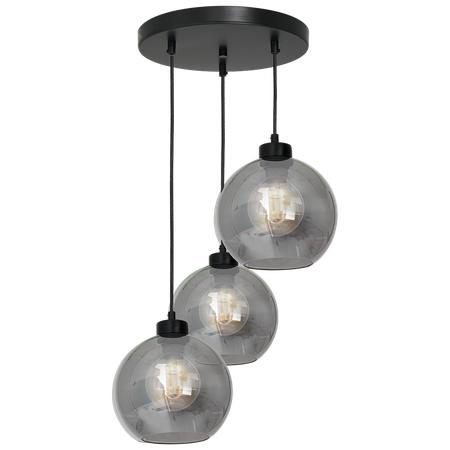 Lampa wisząca SOFIA 3xE27 MLP6583 Przydymiony Klosz Kula Milagro Metal + Szkło