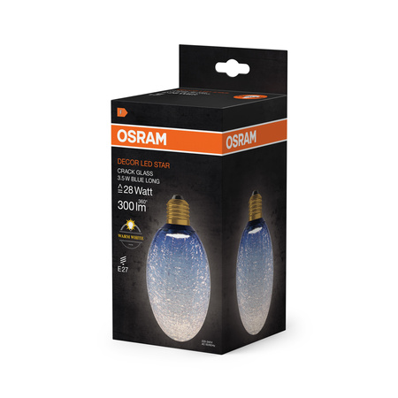 Żarówka LED E27 Owalna Mroźna 3.5W 300lm 2700K Ciepła Dekoracyjna Niebieska Osram
