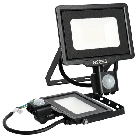 Naświetlacz LED Zewnętrzny Ogrodowy 20W 1600lm 6500K Zimny 120° z Czujnikiem Ruchu i Zmierzchu IP65 Czarny MHC Kobi