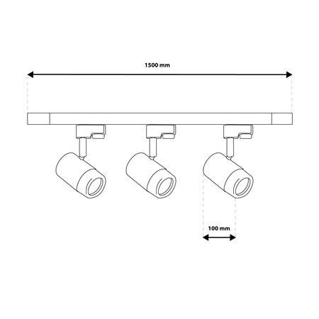 Zestaw Szyna Oświetleniowa Szynoprzewód 1,5 m + 3x Reflektor Szynowy SAGI GU10 Czarny LUMILED