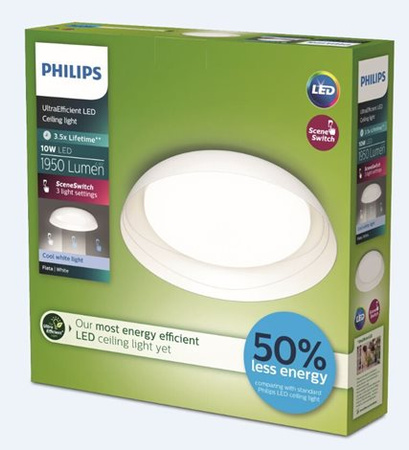 Lampa Sufitowa Plafon LED 10W 1950lm 4000K SceneSwitch Biała Fleta Ultra Efficient Philips