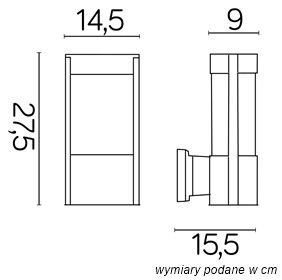 Lampa Ogrodowa Zewnętrzna Elewacyjna KINKIET LED ELIS TY 0651 AL E27 Su-Ma
