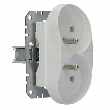 Gniazdko Podwójne z Uziemieniem 2x2P+PE do Ramek z Bolcem Białe SCHNEIDER ASFORA
