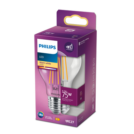 Żarówka LED E27 A60 8.5W = 75W 1055lm 2700K Ciepła Filament PHILIPS
